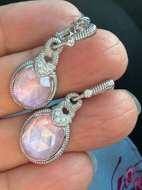 Judith ripka Sterling, silver, beautiful pink dangle earrings